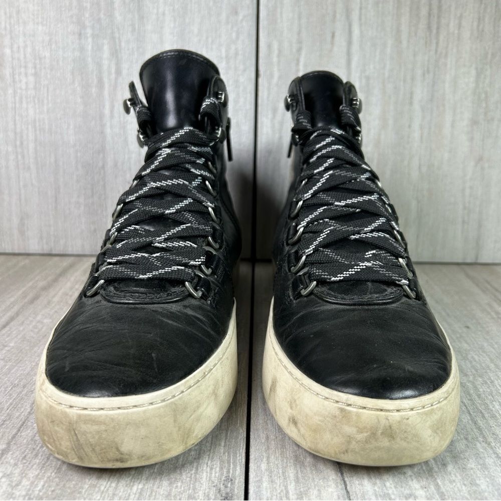 Frye Lena Black Leather‎ High Top Sneaker Lace Up Casual Shoe Women’s Size 7.5 M - Picture 5 of 10
